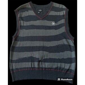 Marc Ecko Sweater Cut & Sew Vest Men's XL Black Gray 100% Cotton